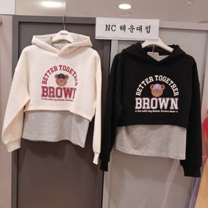 [오후]매장에선 인기짱~~브라운베어 크롭 후드맨투맨 OHMH23W51