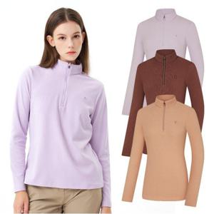 콜핑 기모 단색 기능성 여성 겨울 등산 반집업 티셔츠