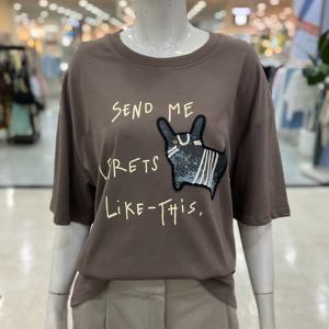 [숲]소재굿퀄리티 야옹이 영문레터링 반팔 티셔츠 OB8STT1