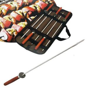 원목 스텐레스 바베큐 일열꼬챙이 5P BBQ 꼬치 스테인레스 가방 원목손잡이