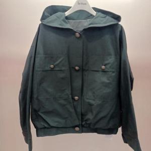 Latium HC06 짧은 세미크롭 팔뚝품편한 깔끔한 집업 후드 가을 가오리 벌룬점퍼 T2553jp05G