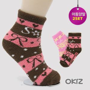 [오키즈] [H1387] 쥬쥬 수면양말세트 [2족 빅리본] 수면양말
