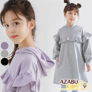[아자브키즈] 러플 후드 원피스 긴팔 여아 아동 주니어