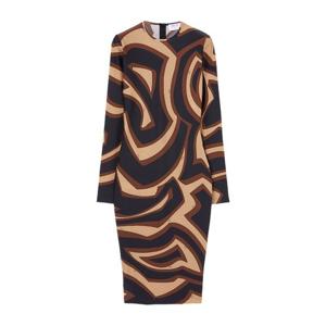 에밀리오푸치 웨이브 프린트 라운드넥 미디 원피스 5UJG65 5U74