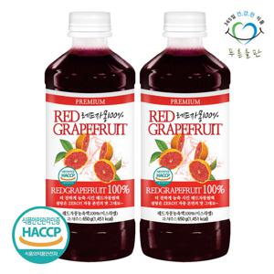 푸른들판 무설탕 레드 자몽 농축액 650g 2통 원액 주스 100%