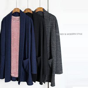 해피통통 빅사이즈 포켓 숄가디건 루즈핏 미시옷 여성오피스자켓