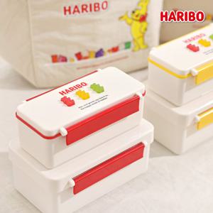 하리보 2단 피크닉 유아 직장인 도시락통 직사각 런치박스 세트