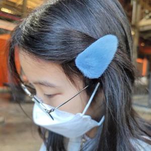 믹스컬러 삼각 밍크 퍼 똑딱핀 5P