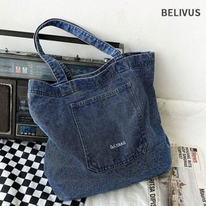 빌리버스 남자 에코백 HRB198 학생 데님 보조 가방