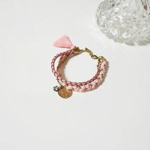 데일리 고급 태슬 코인 가죽 여자 팔찌