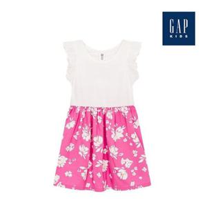 [갭키즈]배색 코튼 프릴 원피스(859802-00-9_DPK)