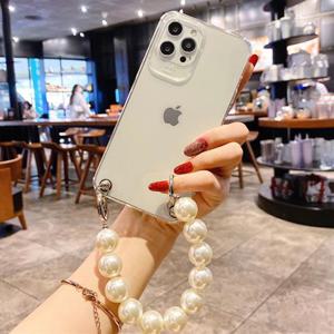 갤럭시퀀텀5 A55 5G 진주 손목 스트랩 클리어 투명 젤리 케이스