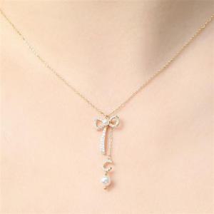 [비쥬홀릭] 실버925 골드도금 리본 진주볼 목걸이