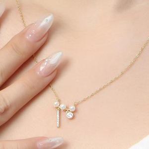 비쥬홀릭 실버925 골드도금 진주볼 여자목걸이