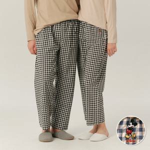 바풀 EL W928-51 미키 체크 파자마 정품 남성 여성 디즈니 잠옷