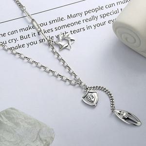 925 순은목걸이 팝핑스마일스타N329 스마일목걸이