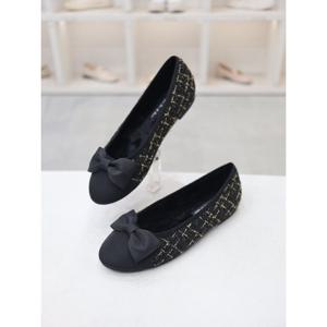 [코디엘루]트위드 퍼안감 리본장식 여성 플랫 1cm CDMD100326_GN