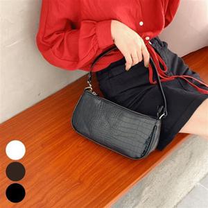 악어 여성 미니 크로커다일 패턴 바게트백 숄더백