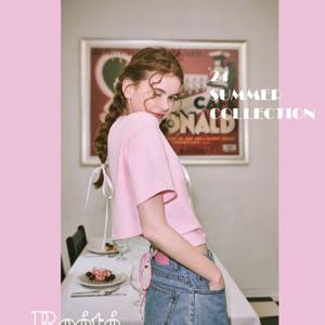 [르샵]l1f22jts020라운드넥 반팔 자주 뒤트임 끈 크롭 티셔츠