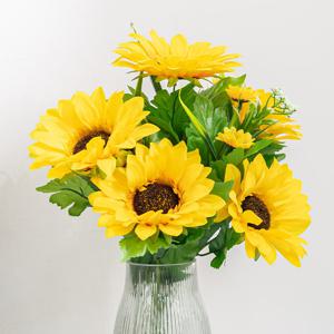 해바라기 조화 로아 부쉬 50cm 인테리어 꽃 장식 소품 금전화 풍수