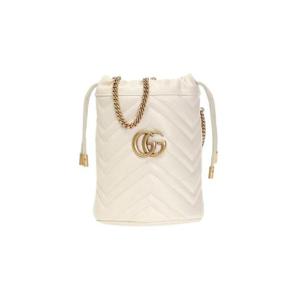 구찌 GG 마몽 마틀라세 미니 버킷백 화이트 575163-DTDRT-9022