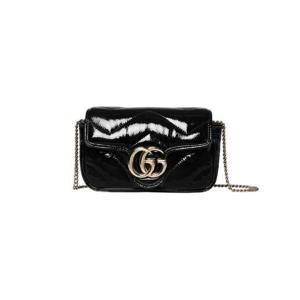 구찌 GG 마몽 슈퍼 미니백 페이턴트 레더 블랙 476433-AADP6-1000