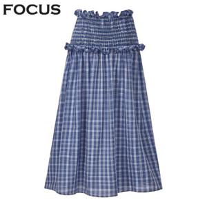 스모크 밴딩 프릴 체크 스커트_VFI5M1SK8141