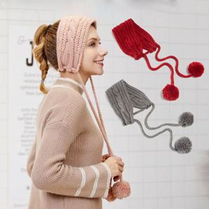 (보리별) 방울 니트 귀도리 여성 꽈배기 귀덮개