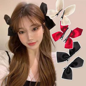 (2pcs) 새틴 리본 포인트 옆머리집게핀 지수머리핀