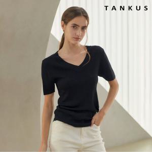 [탱커스]브이넥 셔링 반팔 니트 (TX2KP027L0)
