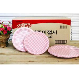 롯데이라이프 칼라 종이 접시 180 핑크 200p 일회용용기 일회용접시 일회용기 1회용용기 용기 원형용기 피