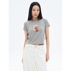 (125742MQ23) [에잇세컨즈] 크롭 그래픽 티셔츠  그레이