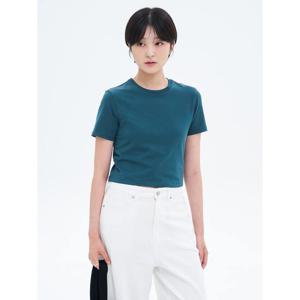 (355742LY2M) [에잇세컨즈] 코튼스판 크롭 반소매 티셔츠  그린
