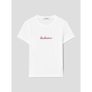 (125742MQ31) [에잇세컨즈] 체인 자수 크롭 티셔츠  화이트