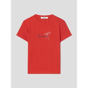 (125742MQ37) [에잇세컨즈] 체인 자수 크롭 티셔츠  코랄