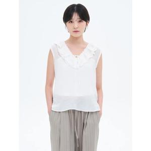 (115765AY71) [에잇세컨즈] 프릴 슬리브리스 블라우스  화이트