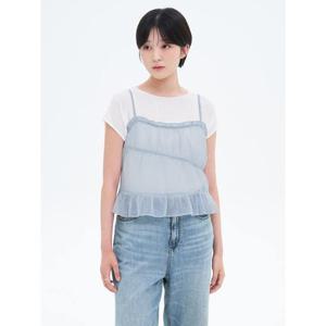 (325765LY6Q) [에잇세컨즈] 셔링 뷔스티에 탑  스카이 블루