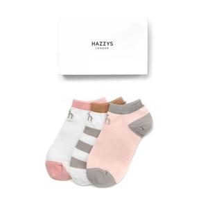 [헤지스] HISS5F004WT_여성 퍼피 면혼방 컬러 배색 발목 양말 3종 세트