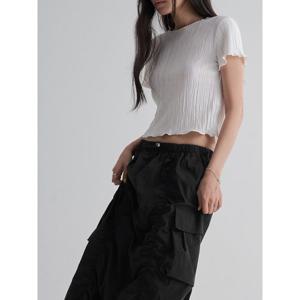 (355742LYC1) [에잇세컨즈] 플리츠 반소매 티셔츠  화이트