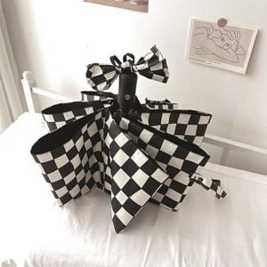 [포유매트]포유렐라 체크무늬 암막 접이식 예쁜 3단 자동 우산