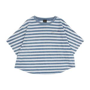 [블루테일]AYC4TS05BB 인디고 스트라이프 오버핏 반팔 티셔츠