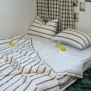 해피니 이불패드세트 레트로 M2 듀라론 냉감 이불 패드 베개 퀸 Q (크림)