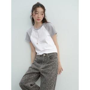 (165842AY61) [에잇세컨즈] 크롭 래글런 티셔츠  화이트