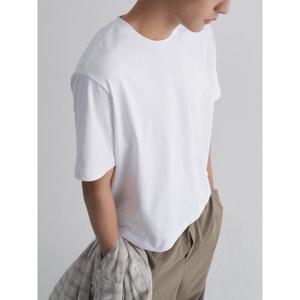 (225742EQB1) [에잇세컨즈] 세미 크롭 오버핏 티셔츠  화이트