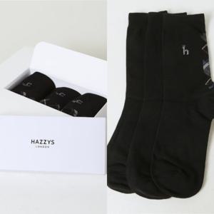 [헤지스ACC] 블랙 체크 배색 중목 양말 3종 세트 HJSS5F153WT