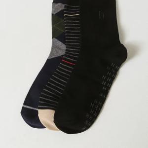[헤지스] 블랙 패턴 면혼방 남성중목양말3종세트 HJSS5F301BK