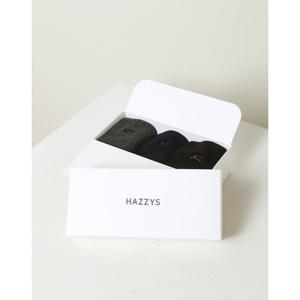 [헤지스] HJSS5F300BK_남성 블랙 로고자수 면혼방 중목양말3종세트