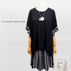 [해피통통] 빅사이즈 루이스 반팔 원피스 여성 나그랑 이중 여름원피스 오피스옷 미시 쿨한 바캉스 여성의류