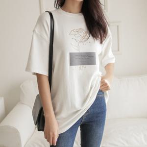 [미씨엘라] 보드라운 골드장미 피치 티셔츠