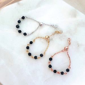 [바이진주리본] 프리사이즈 블랙비즈 패션반지